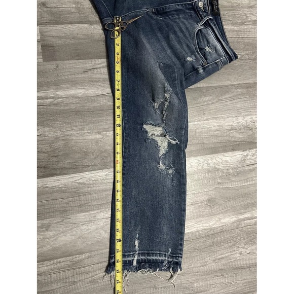 Judy Blue Jean Womens 9/29 Blue Straight Fit Raw Hem Stretch Denim DIstressed - Picture 8 of 13